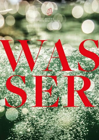 A green magazine cover with the words “WASSER,” “60 Seiten,” and “Hochgefühl” over a bubbling water surface.