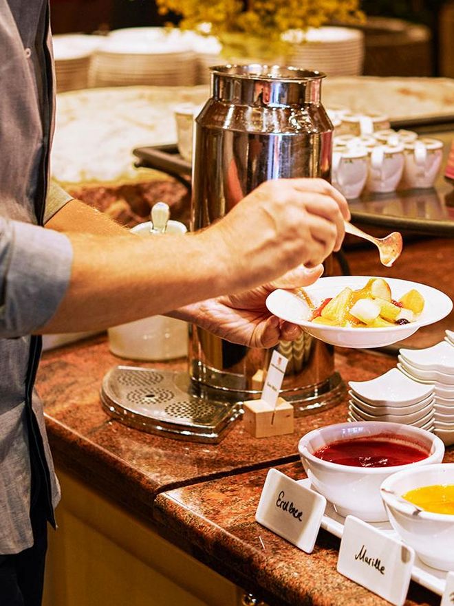 The well-known versatile breakfast buffet offers light and hearty meals. 